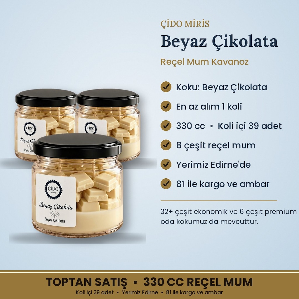 ÇİDO MİRİS REÇEL KAVANOZ MUM BEYAZ ÇİKOLATA 330 CC 8 ÇEŞİT - 2