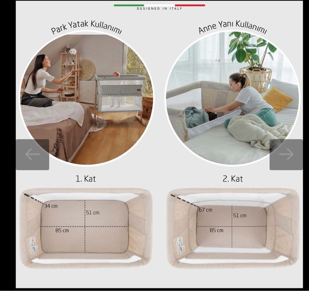 ELELE Elele Lettino 4in1 XL Büyüyebilen Anne Yanı Park yatak 0-100 kgs - 4