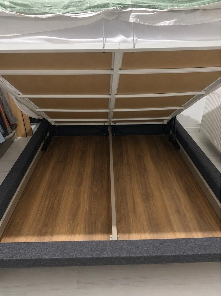 Vivense gri kumaş baza + başlık 160/200 - 2