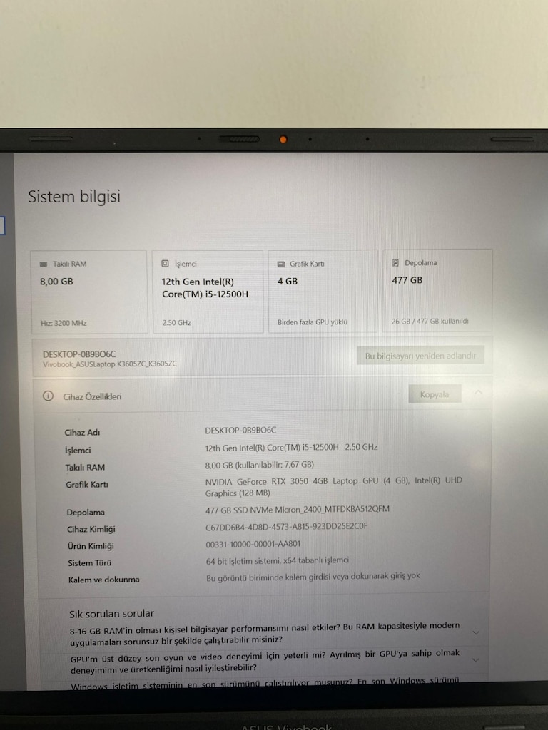 ASUS VİVOBOOK GAMİNG LAPTOP (RTX 3050) - 5