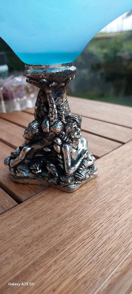 Murano Stil Vintage Opalin CamArt Glass Mermaid Ayaklı Dekoratif Bowl - 3