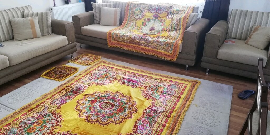 Antika yatak örtüsü, masa örtü, 2 kırlent - 11