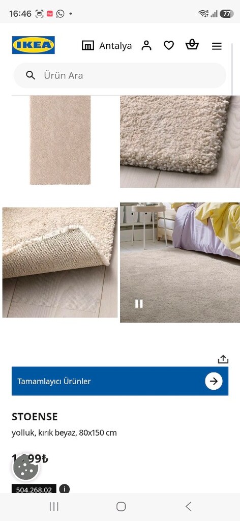 Ikea Stoense 80×150 bej halı kırık beyaz kilim - 8