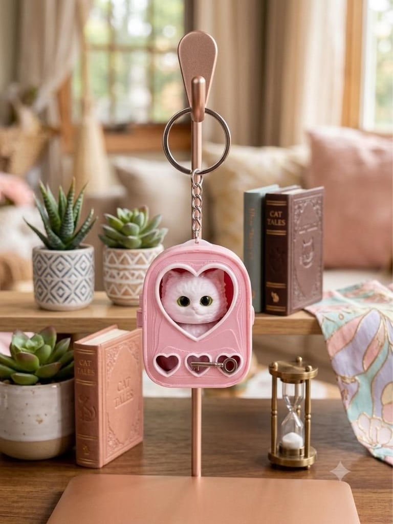 Çantalı Minik Kedi Anahtarlık - 3