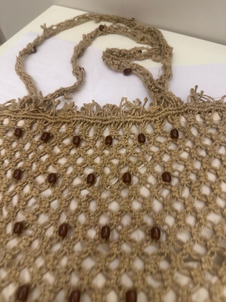 Çanta makrome 35 cm 25 cm içi astarlı fermuarlı el yapımı - 5