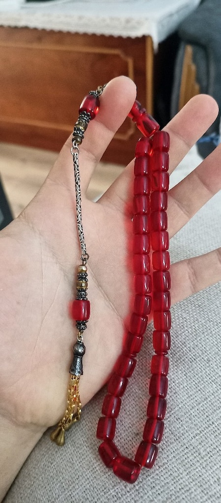 ateş kehribar 3 gram gümüş püsküllü - 2