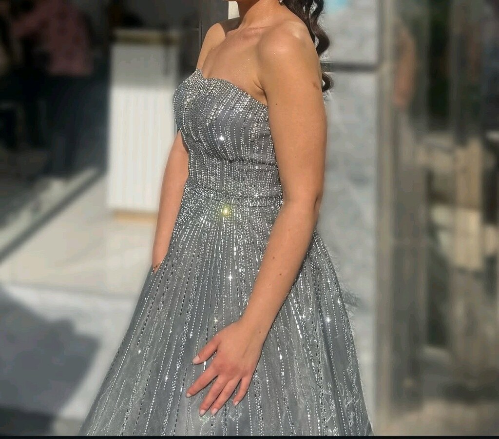 taşlı gri abiye - 6