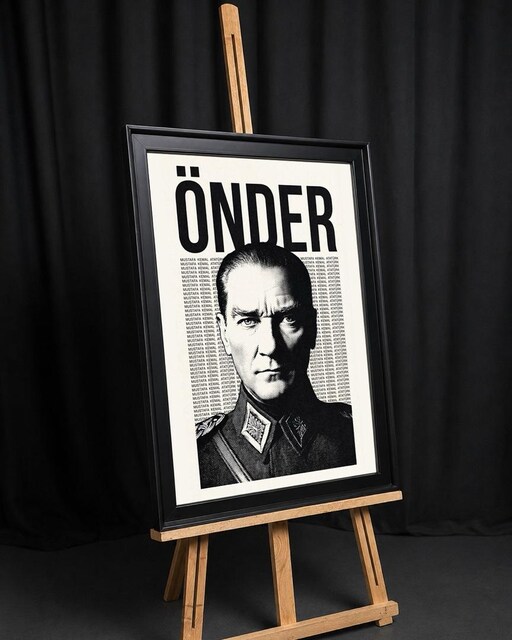 MUSTAFA KEMAL ATATÜRK CAMLI ÇERÇEVELİ TABLO
