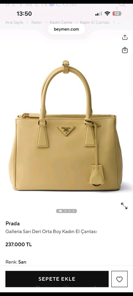 Prada Bej orta boy kadın El Çantası - 5