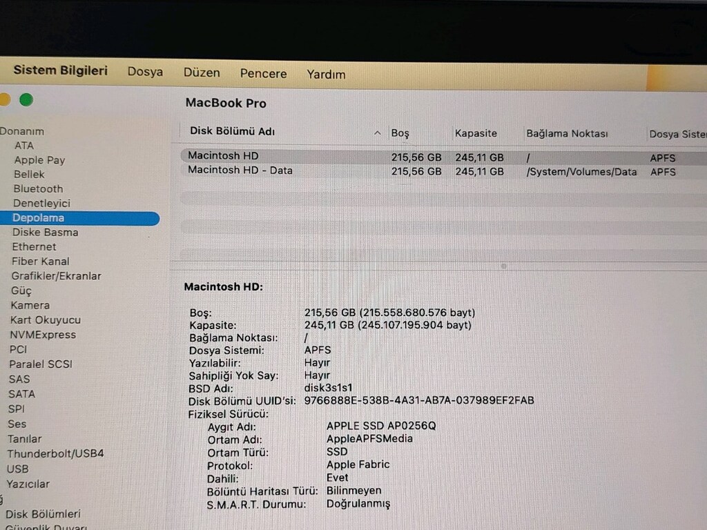 MacBook pro M1 8GB RAM 256GB SSD PİL DEVRİ 220 TOUCBAR ÖZELLİĞİ VAR - 9