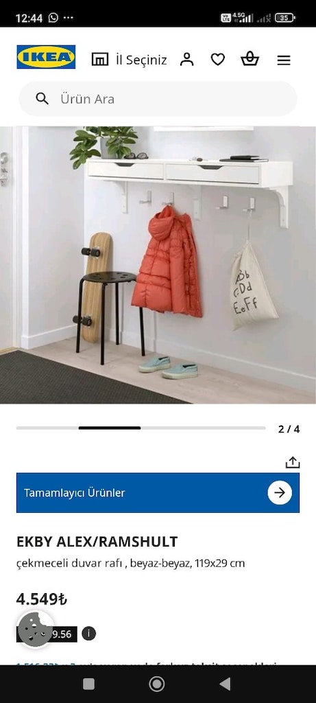 İkea Ekby Alex Cekmeceli Çalışma Masası Duvar Rafı - 2