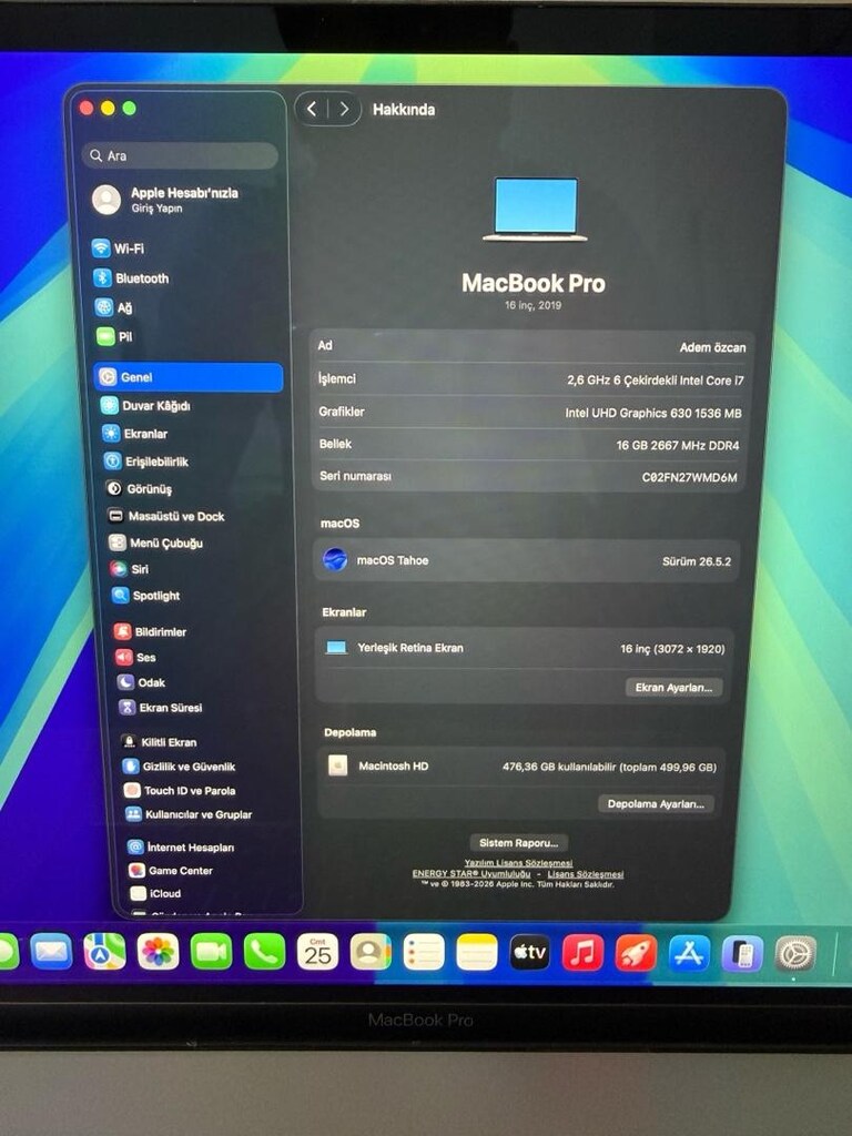 MacBook Pro / i7 / 16 inç / 16 GB Ram / 512 GB Ssd - 2