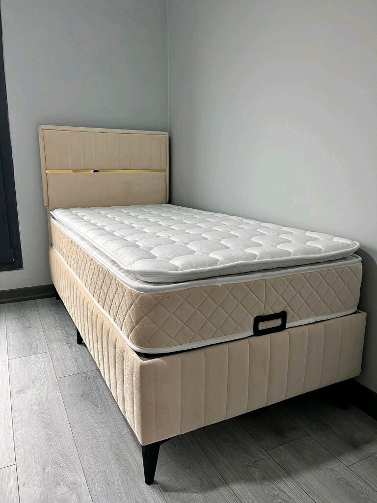 tek kişilik baza başlık pedli yatak - 6