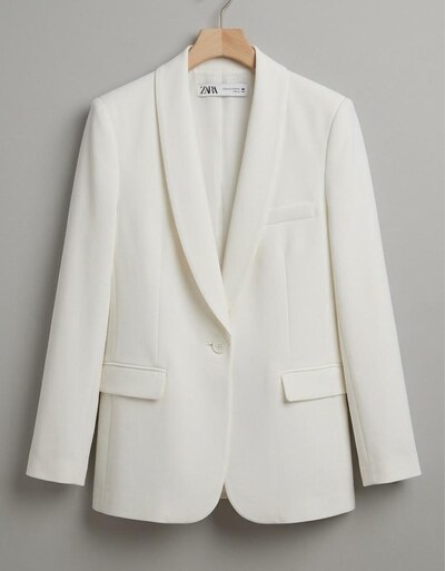 Zara Beyaz Tek Düğmeli Blazer Ceket
