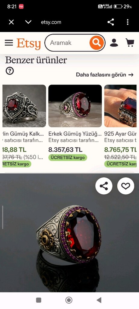 925 ayar gümüş Osmanlı yüzüğü - 2