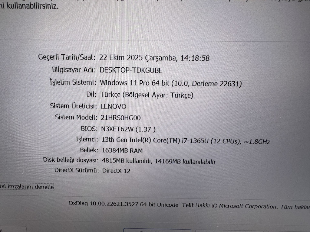 THİNKPAD X1 YOGA İ7 13. NESİL 16 GB RAM 512 NVME DOKUNMATİK - 7