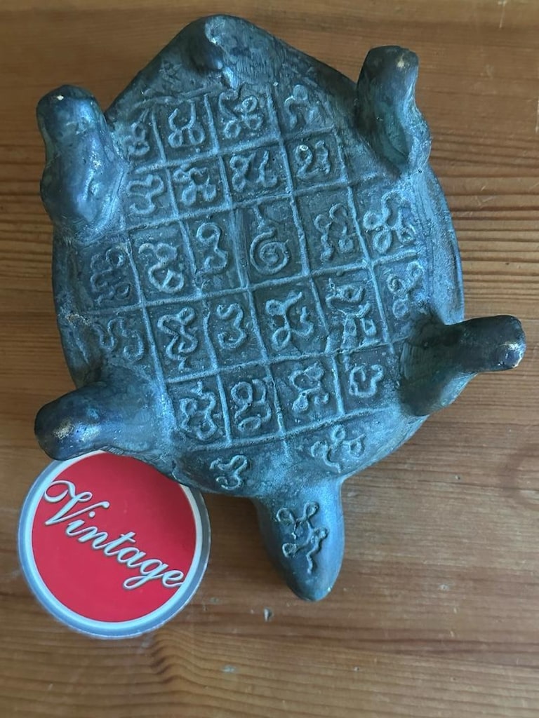 NADİR! 862gr.Vintage Bronz spiritüel Kaplumbağa - 7