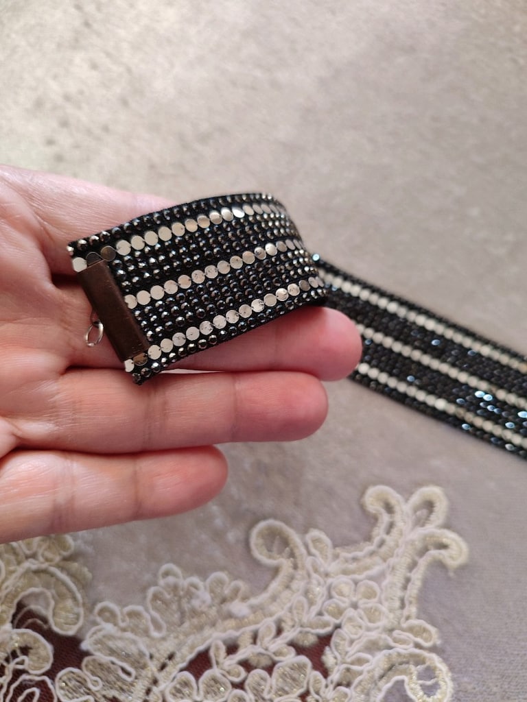 kumaş üzerine pul baskı bileklik - 17
