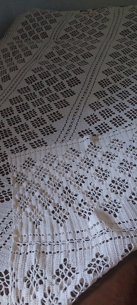 YATAK ÖRTÜ 210/200CM VİNTAGE AVRUPA KALIN DANTEL BEYAZ - 5