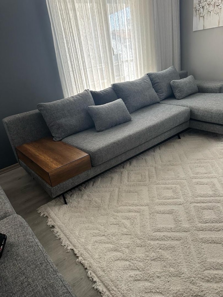 Wellart Home Roma Köşe Takımı- L Koltuk Gürgen İskelet & Keten Kumaş - 5
