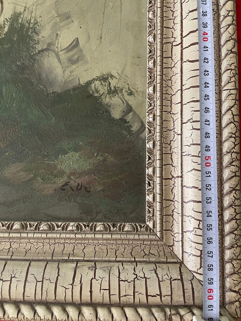 E. Uz İmzalı Büyük Boy Antika Yağlıboya Tablo (81x61 cm) - 3