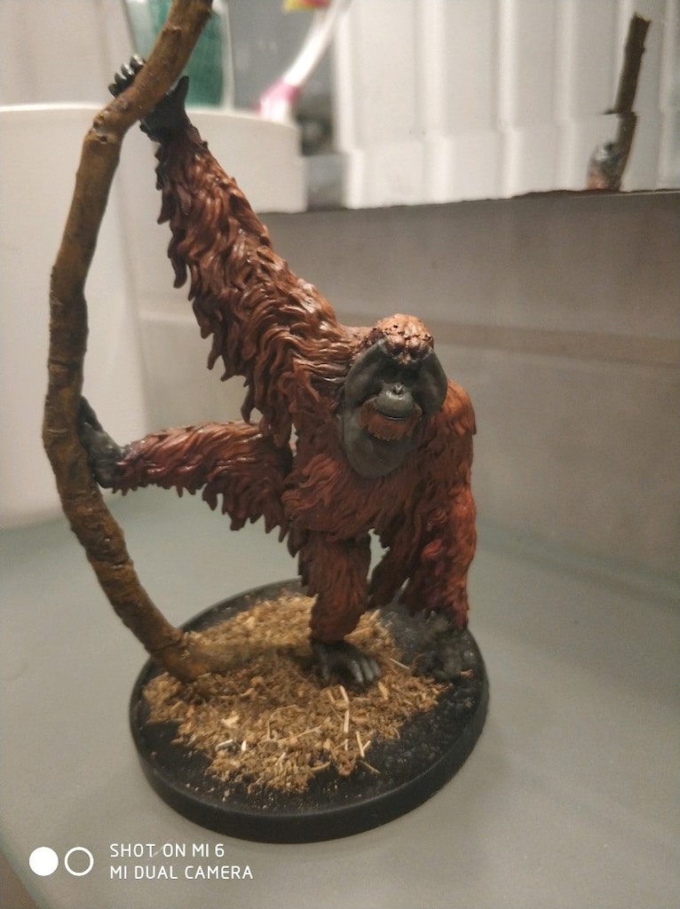 Koleksiyonluk El Boyaması Sumatran Orangutan Minyatürü (FRP / Diorama - 13