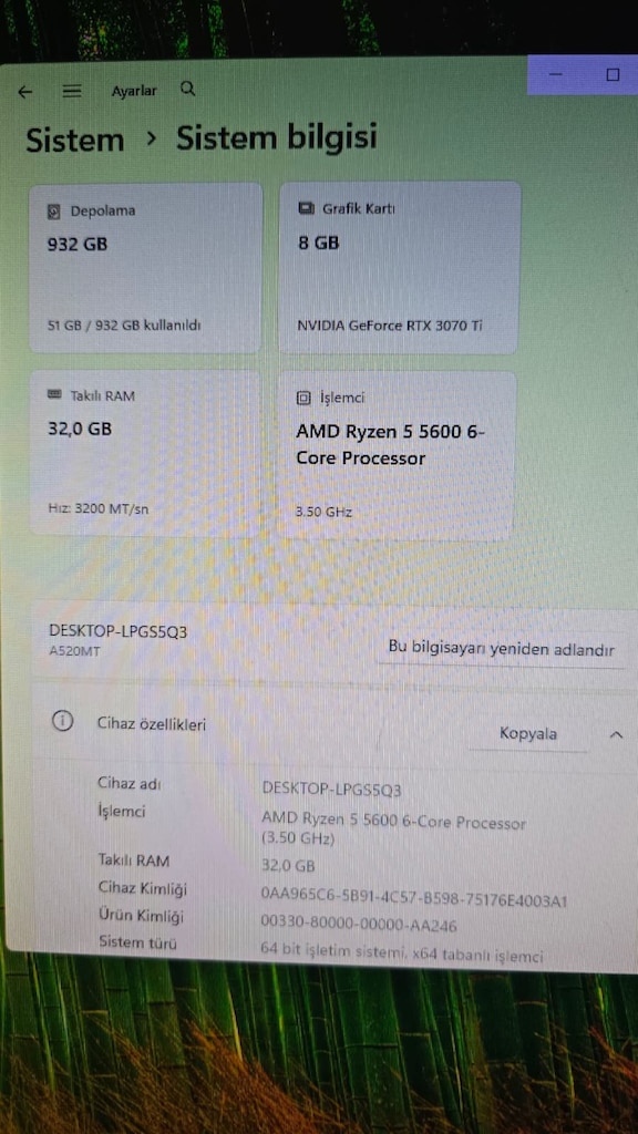 RYZEN 5 5600 & 1TB M2 & RTX3070Tİ & 32GB RAM - 3