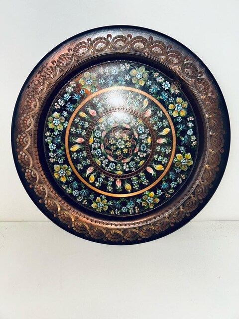 Vintage El boyama bakır tabak.