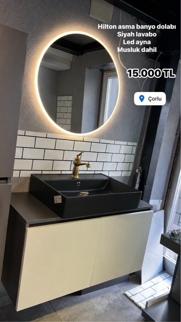 Hilton asma banyo dolabı 1 metre Dokunmatik led ayna DAHİL