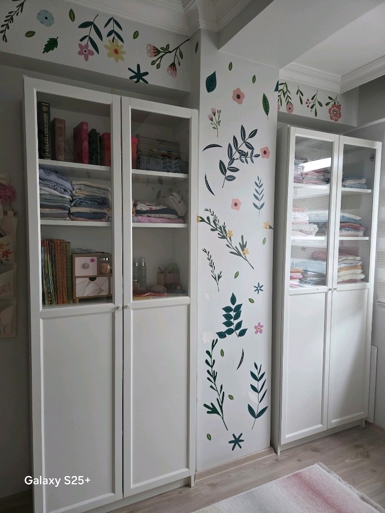 ikea billy 2 adet cam panel kapaklı kitaplık - 7