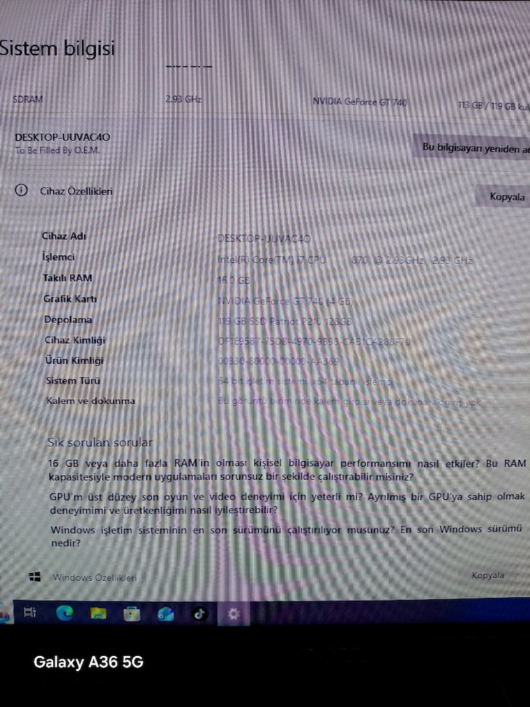 Satılık Masaüstü Oyuncu Bilgisayarı (yanında kulaklık mouse hedıye) - 7