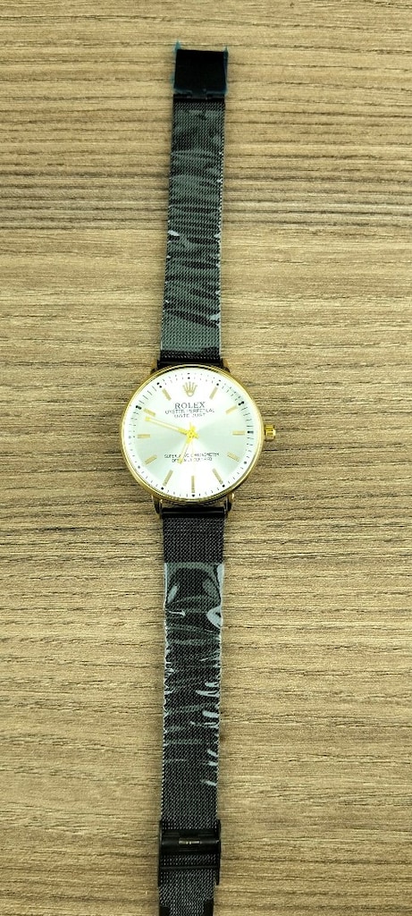 Sıfır Kutulu 35 mm Quartz Pilli Kol Saati – Gold Kasa, Siyah Hasır Kor - 3