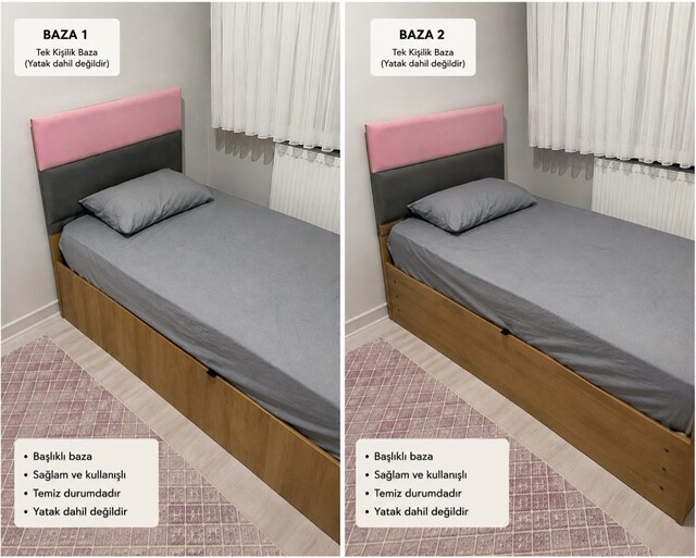 2adet tek kişilik yataksız Baza&Başlık