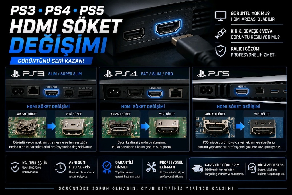PS3 PS4 PS5 HDMI Soket Değişimi | Teknik Servis | Garantili İşçilik