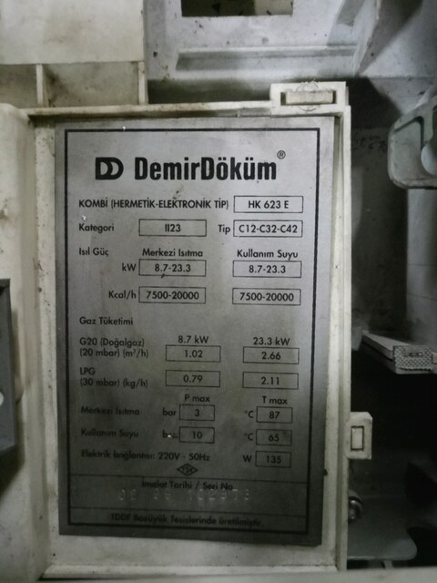 demirdöküm HK 623 E sayılı kombi parçaları