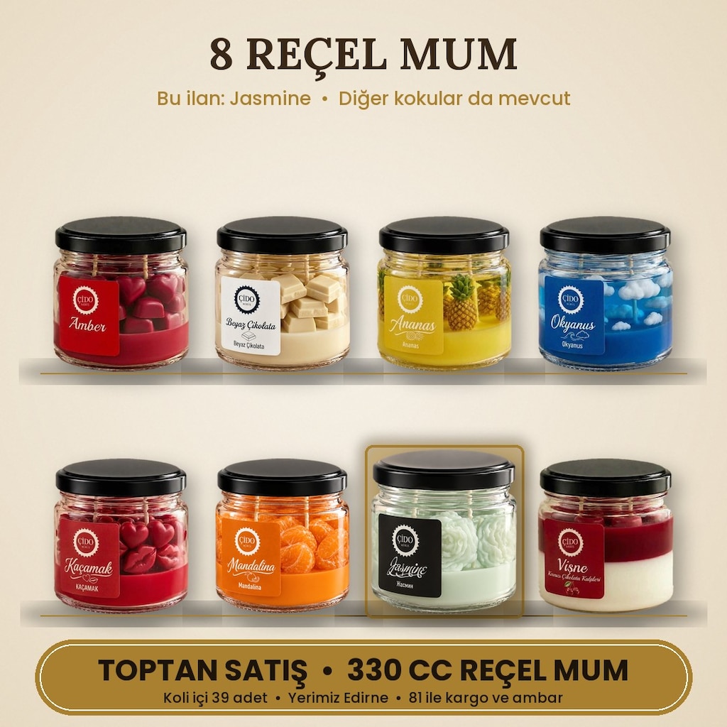 ÇİDO MİRİS REÇEL KAVANOZ MUM JASMINE 330 CC - TOPTAN - 3