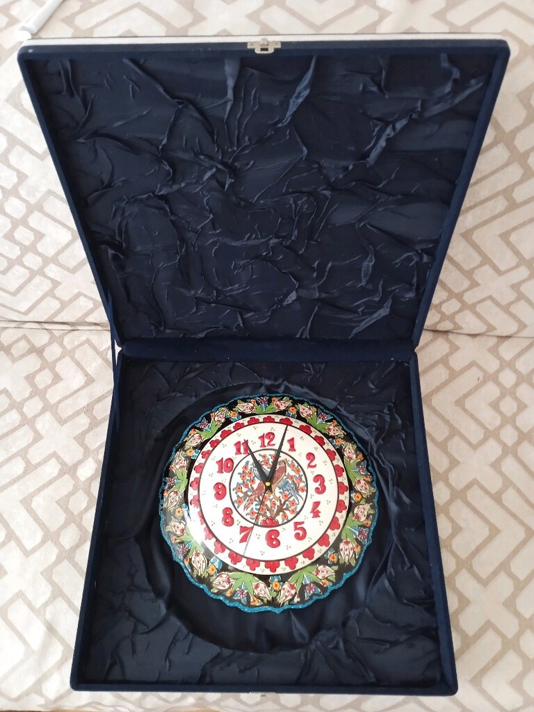 45x45 CM KADİFE KUTUSUNDA 31 CM SORUNSUZ PORSELEN & ÇİNİ DUVAR SAATİ - 16