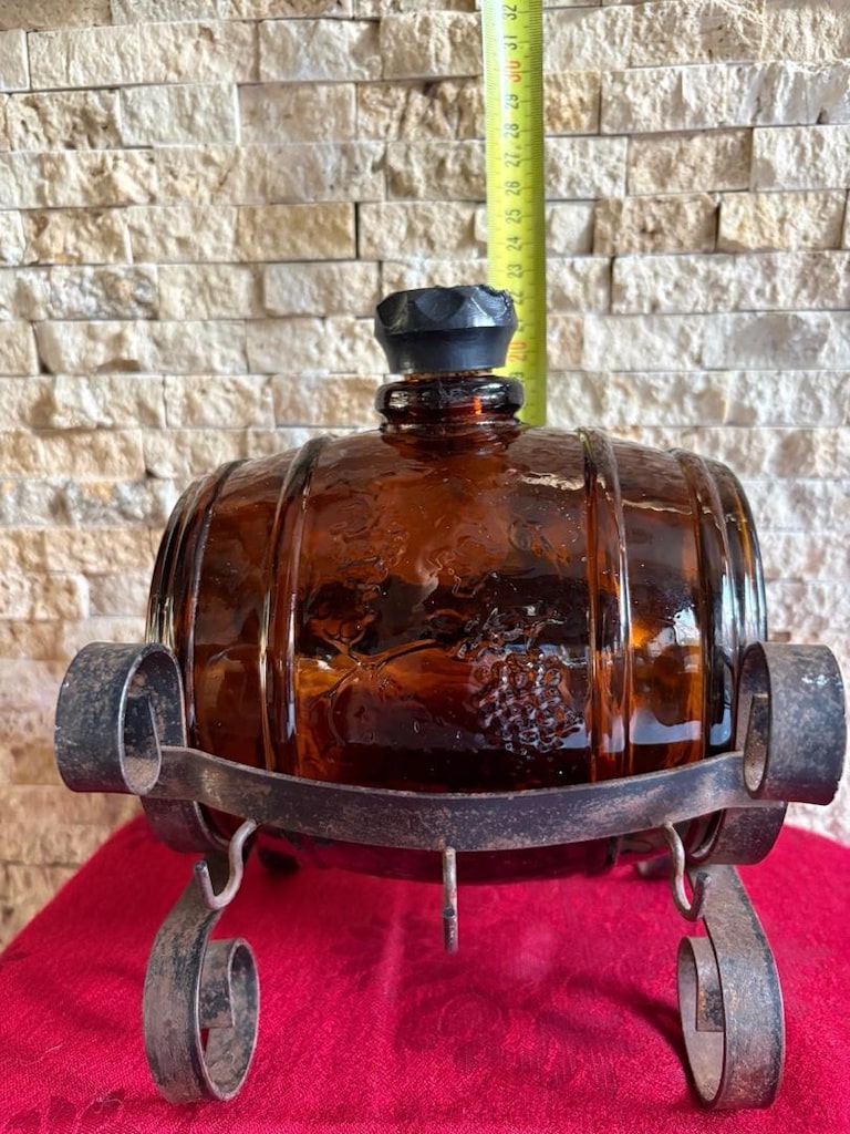Ferforje Standlı Vintage Cam İçki Fıçısı – 1.5 Litre (Dönem Ürünü) - 14