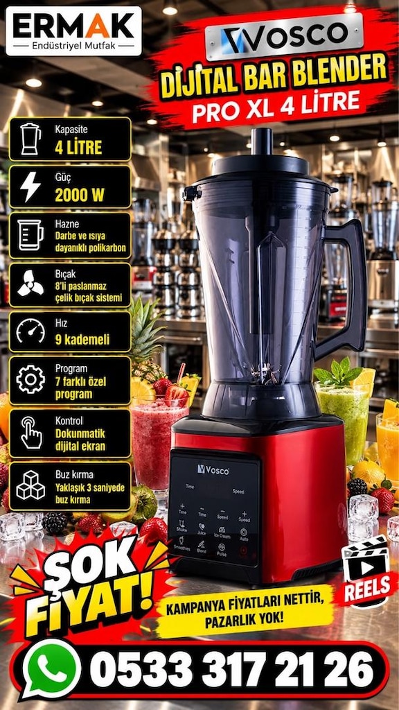 VOSCO DİJİTAL BAR BLENDER PRO XL 4 LİTRE – ŞOK KAMPANYA! - 3