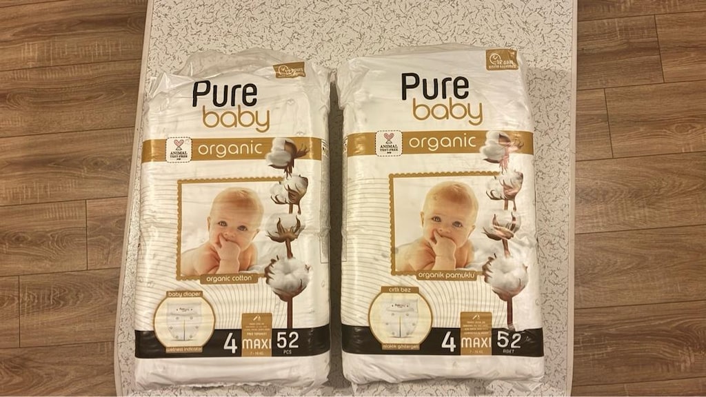 2 PAKET Pure Baby Organik Pamuklu 4 Numara 52 Adet Cırtlı Bebek Bezi