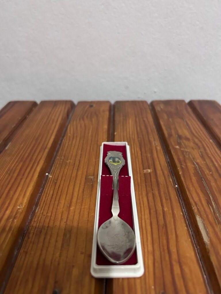 Kutusunda Vintage Mineli Hatıra Kaşığı – Koleksiyonluk Gümüş Kaplama - 3