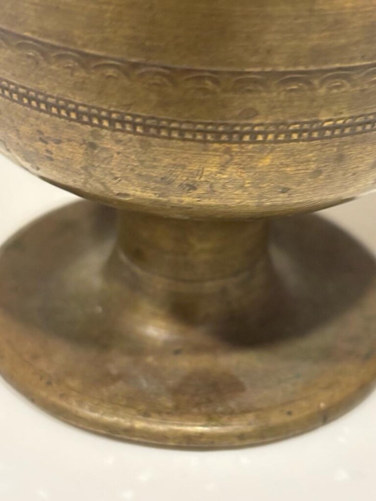 Altın renkli metal havan - 6