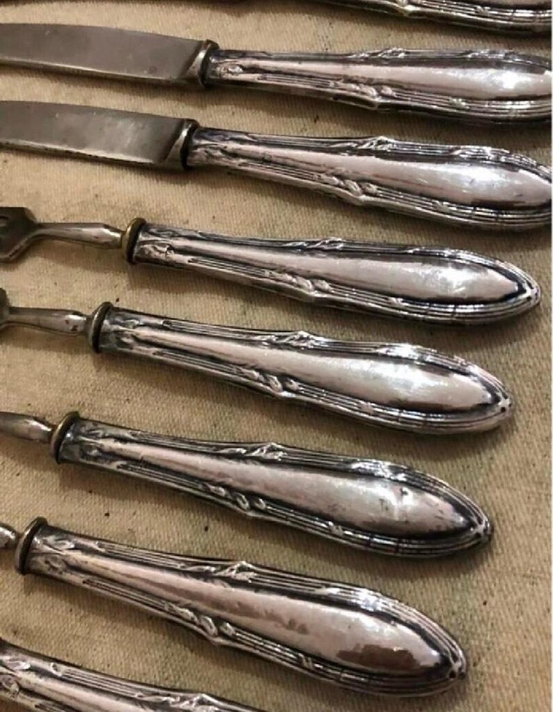 Gümüş saplı pasta servis takımı - 8