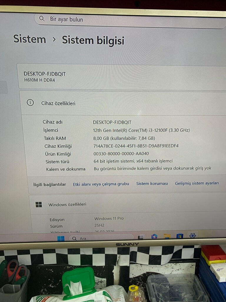 i3 12100F 8GB Ram 512 Nvme SSD GT740 4GB RGB Kasa K. Kartı Geçer - 8
