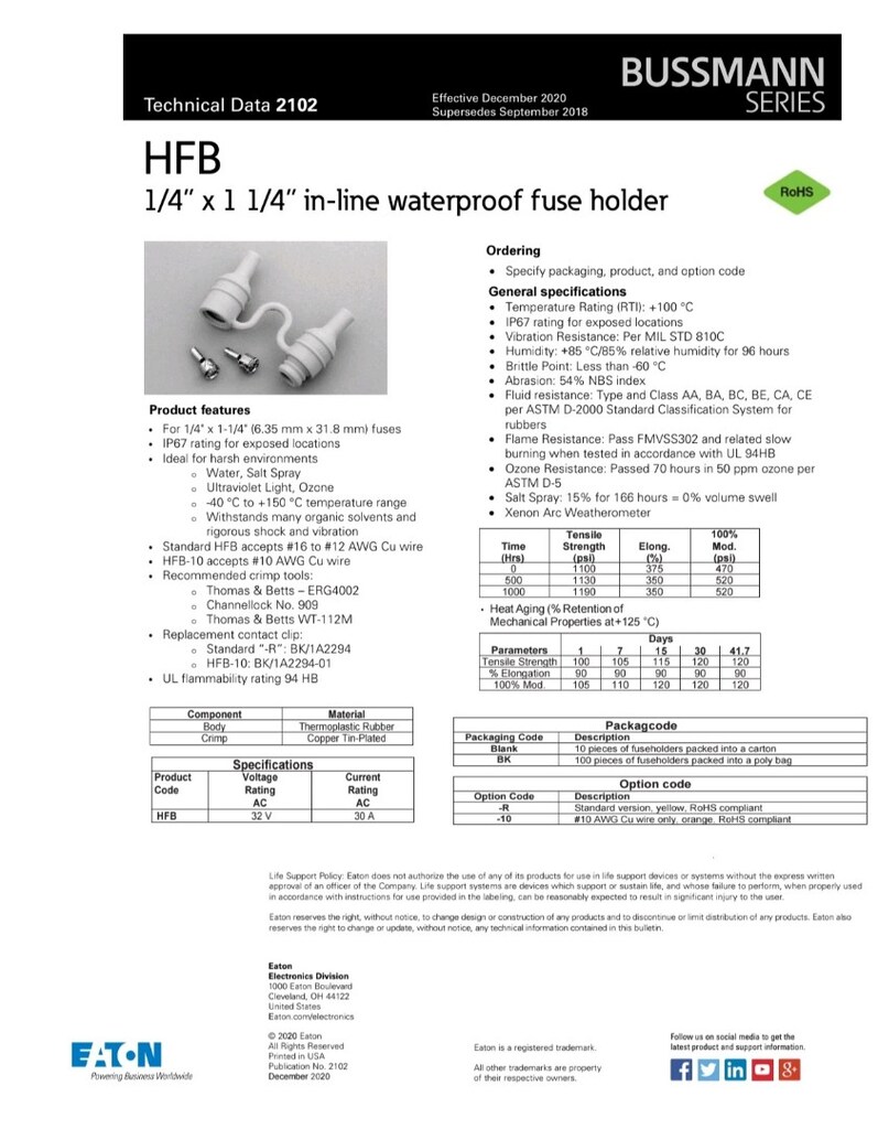 EATON BUSSMANN HFB-R In-Line Waterproof Fuse Holder - 4