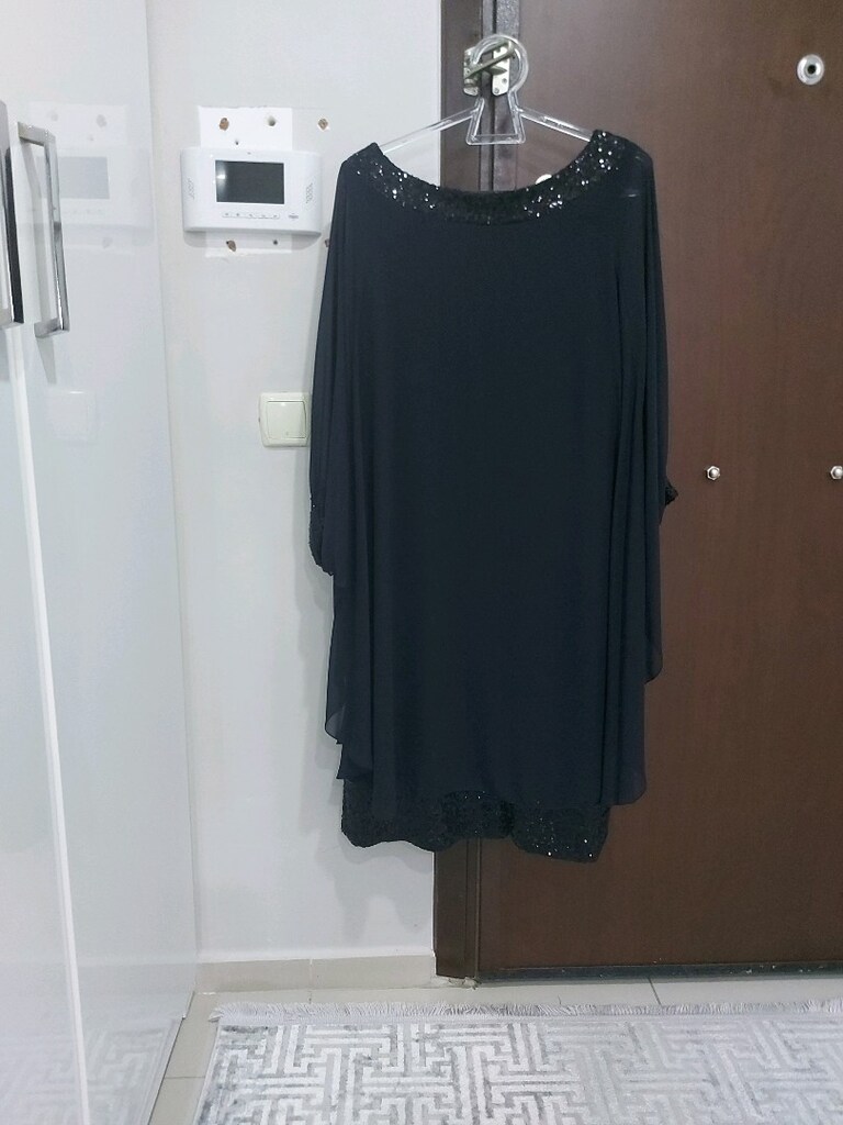 Siyah Payetli Abiye Elbise - 2