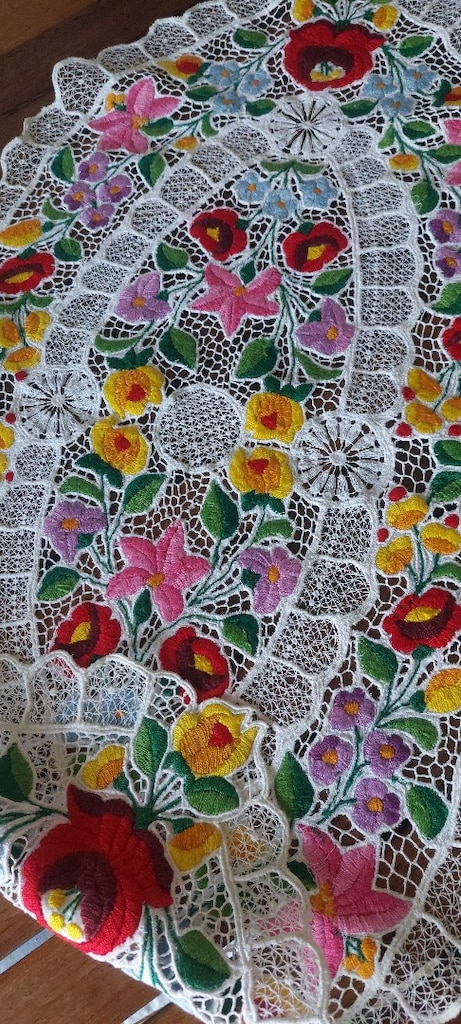 AVRUPA NAKIS BOBIN DANTELI VİNTAGE ÖRTÜ 82/47CM SİFİR SANDİKTAN - 10