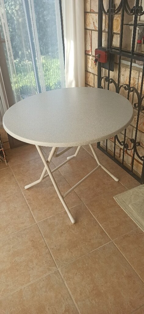 Açılır kapanır üzeri 89cm çapında mermerit kaplı pratik yuvarlak masa, - 5
