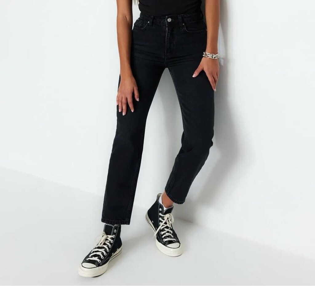 Yüksek Bel Siyah Denim Jean - 3