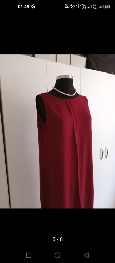 Bordo Renkli Uzun Elbise - 5